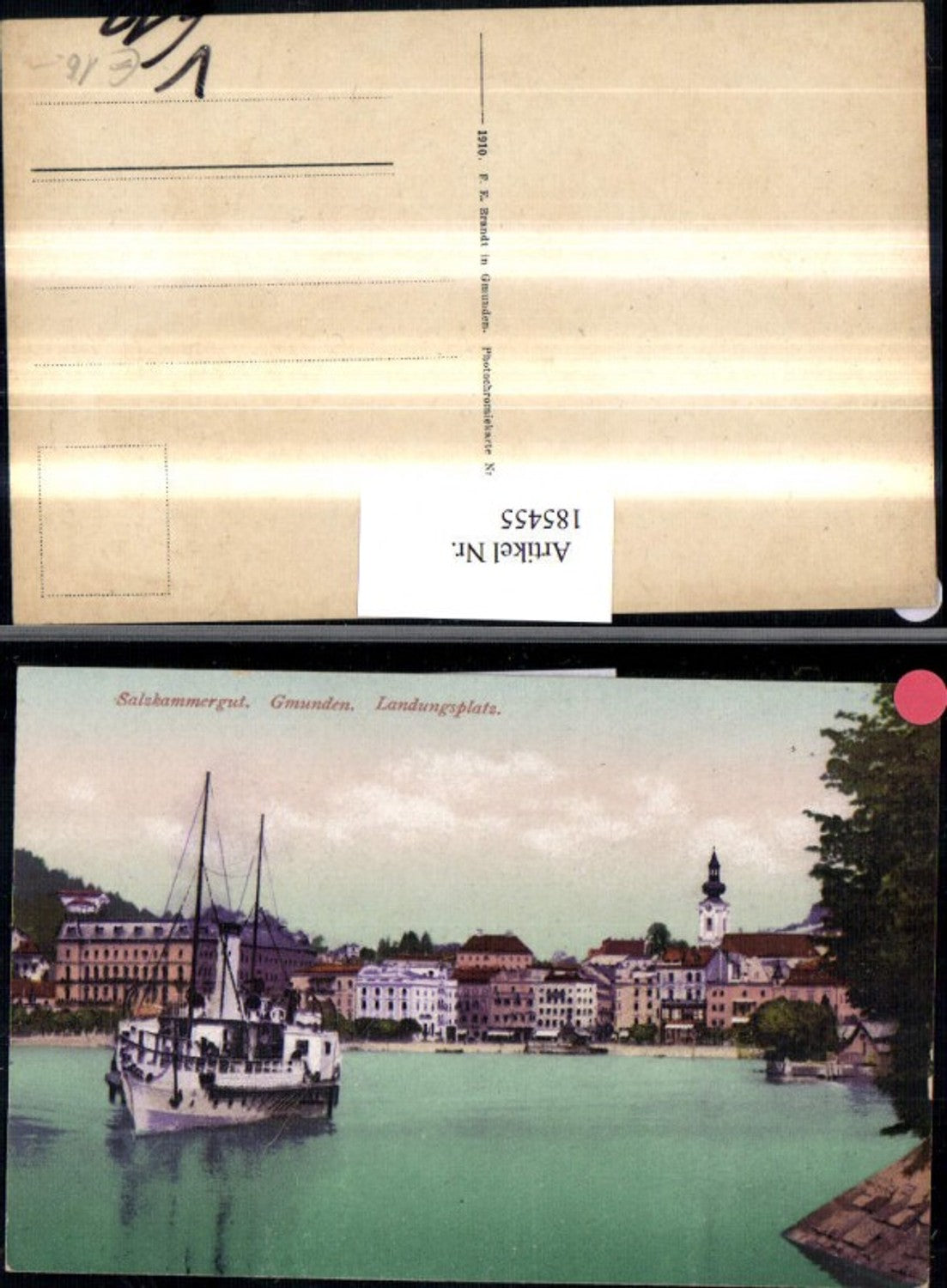 185455,Salzkammergut Gmunden Teilansicht Landungsplatz Dampfschiff pub Brandt 101