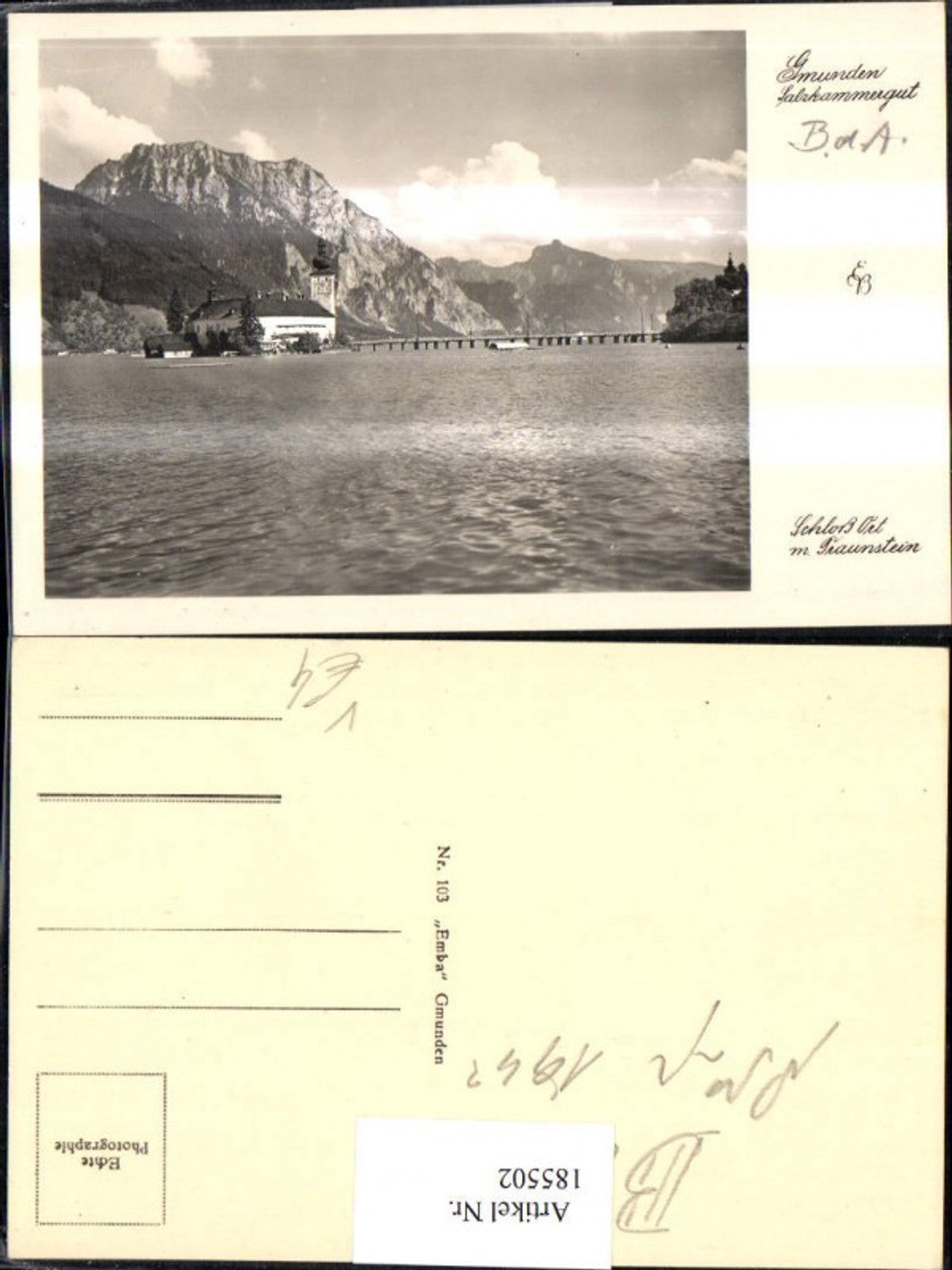 185502,Gmunden Salzkammergut Schloss Ort m. Traunstein pub Emba 103