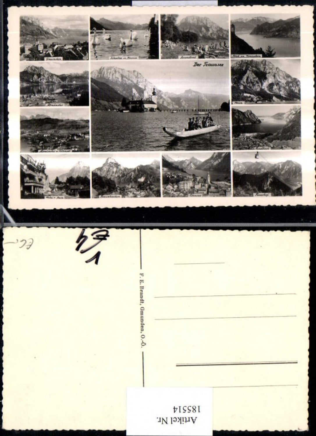 185514,Der Traunsee Gmunden Altmünster Traunkirchen Ebensee Feuerkogel Strandbad Mehrbildkarte pub Brandt