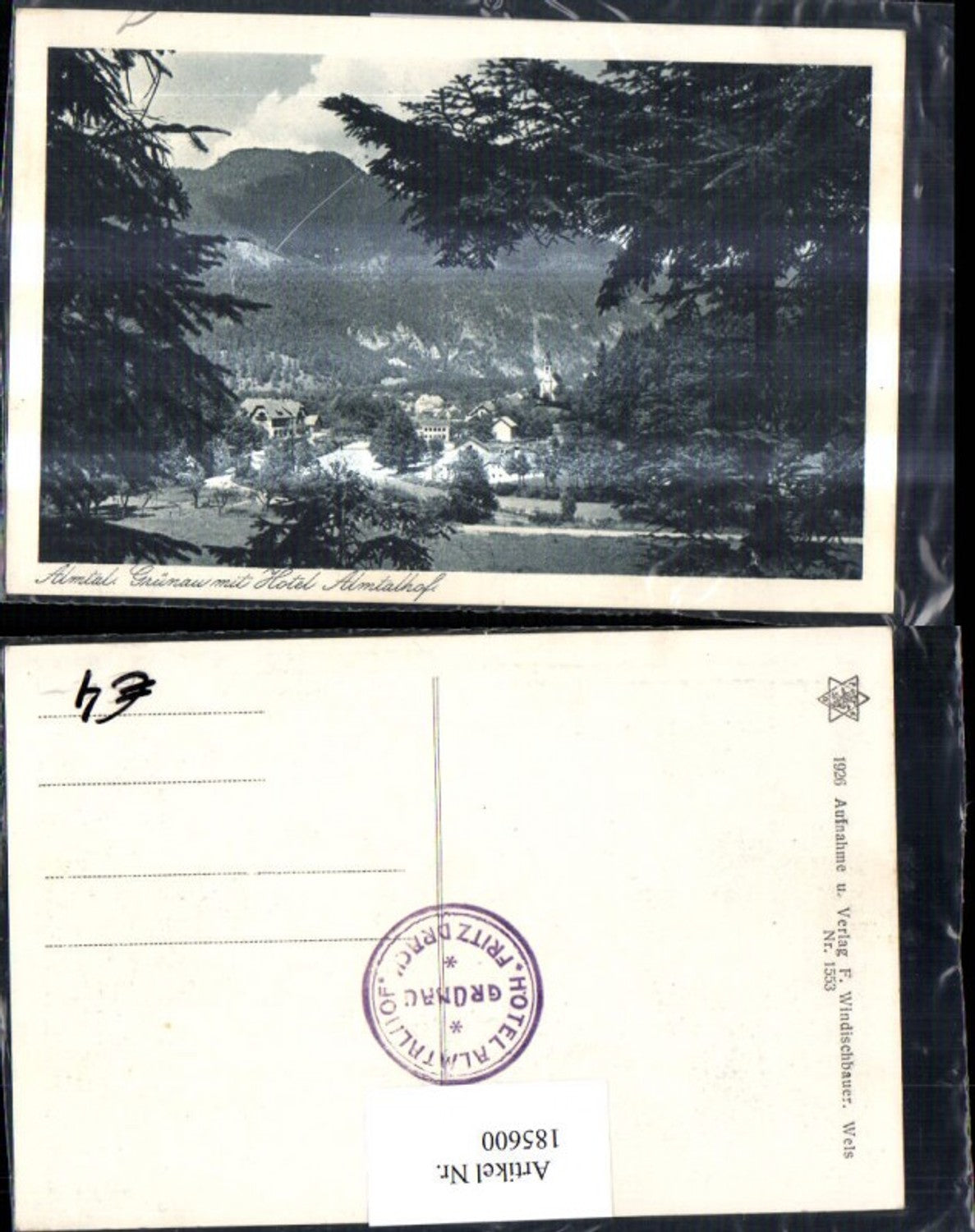 185600,Almtal Grünau Ansicht m. Hotel Almtalhof