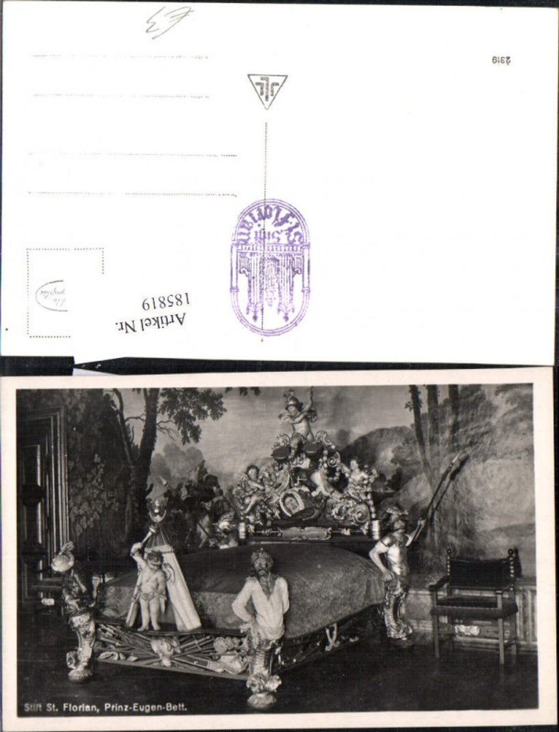 185819,St Florian Stift Innenansicht m. Prinz Eugen Bett Foto Ak