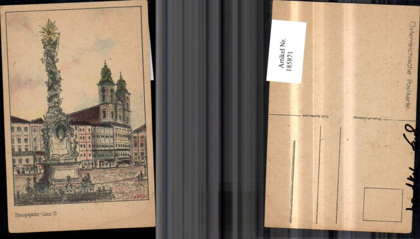 185871,Künstler Ak Linz Hauptplatz Handcoloriert