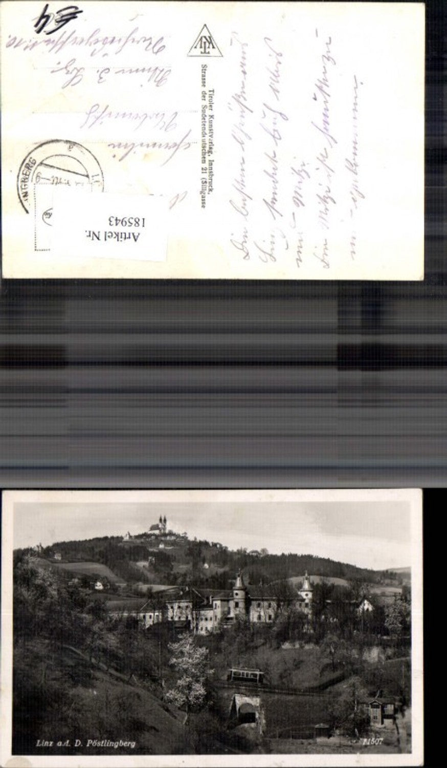 185943,Linz Pöstlingberg Ansicht m. Bahn Bergbahn Schmalspurbahn
