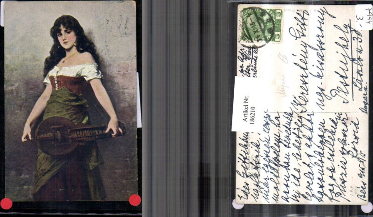 186210,Künstler AK N. Sichel Gypsy Mignon Mädchen m. Kleid Mandoline