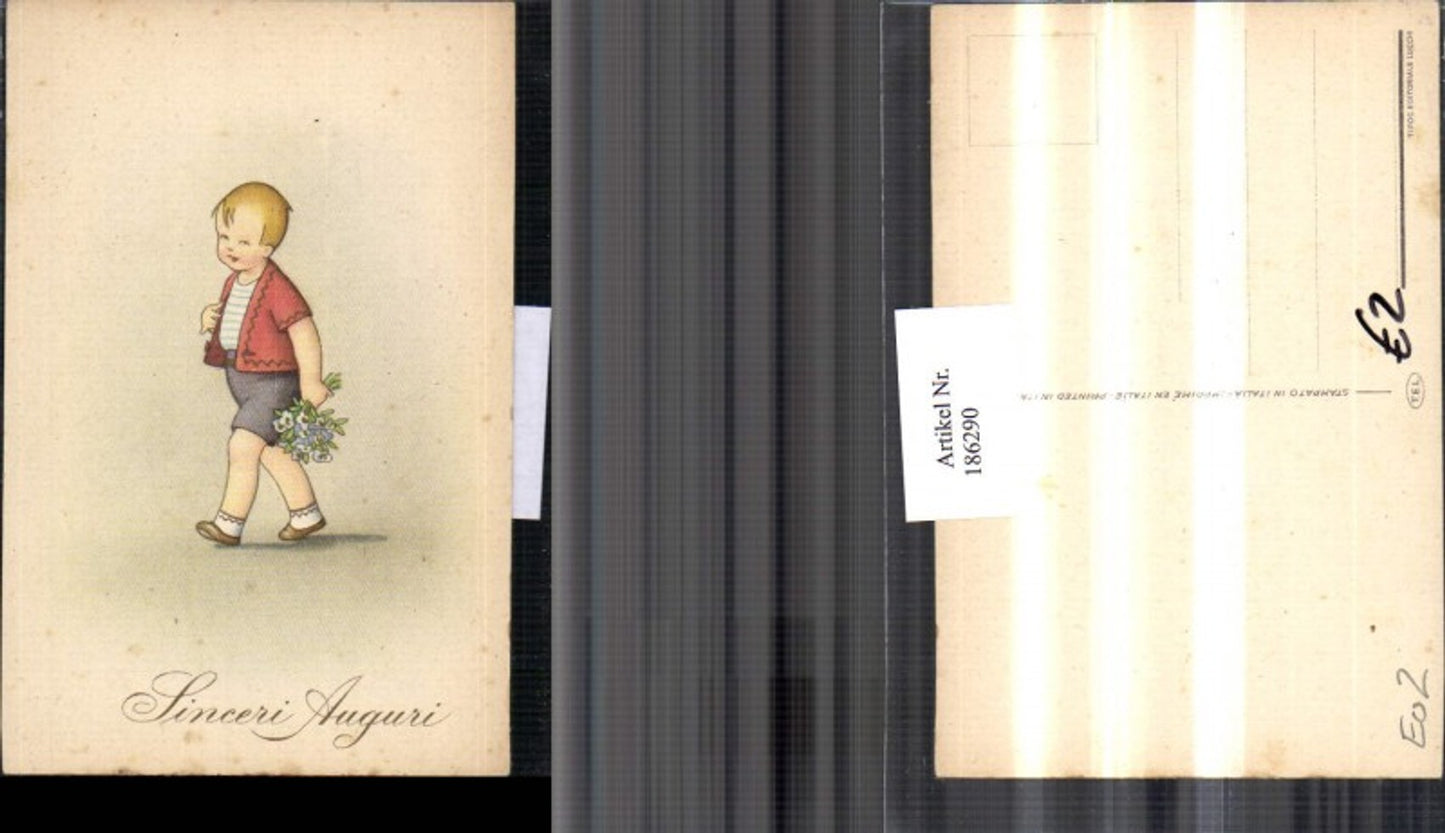 186290,Junge m. Blumenstrauß Blumen