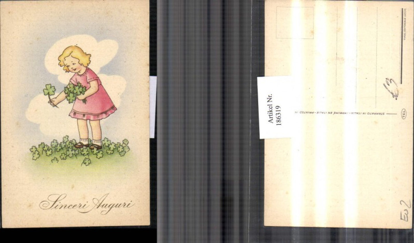 186319, Girl with dress, clover leaves, clover meadow