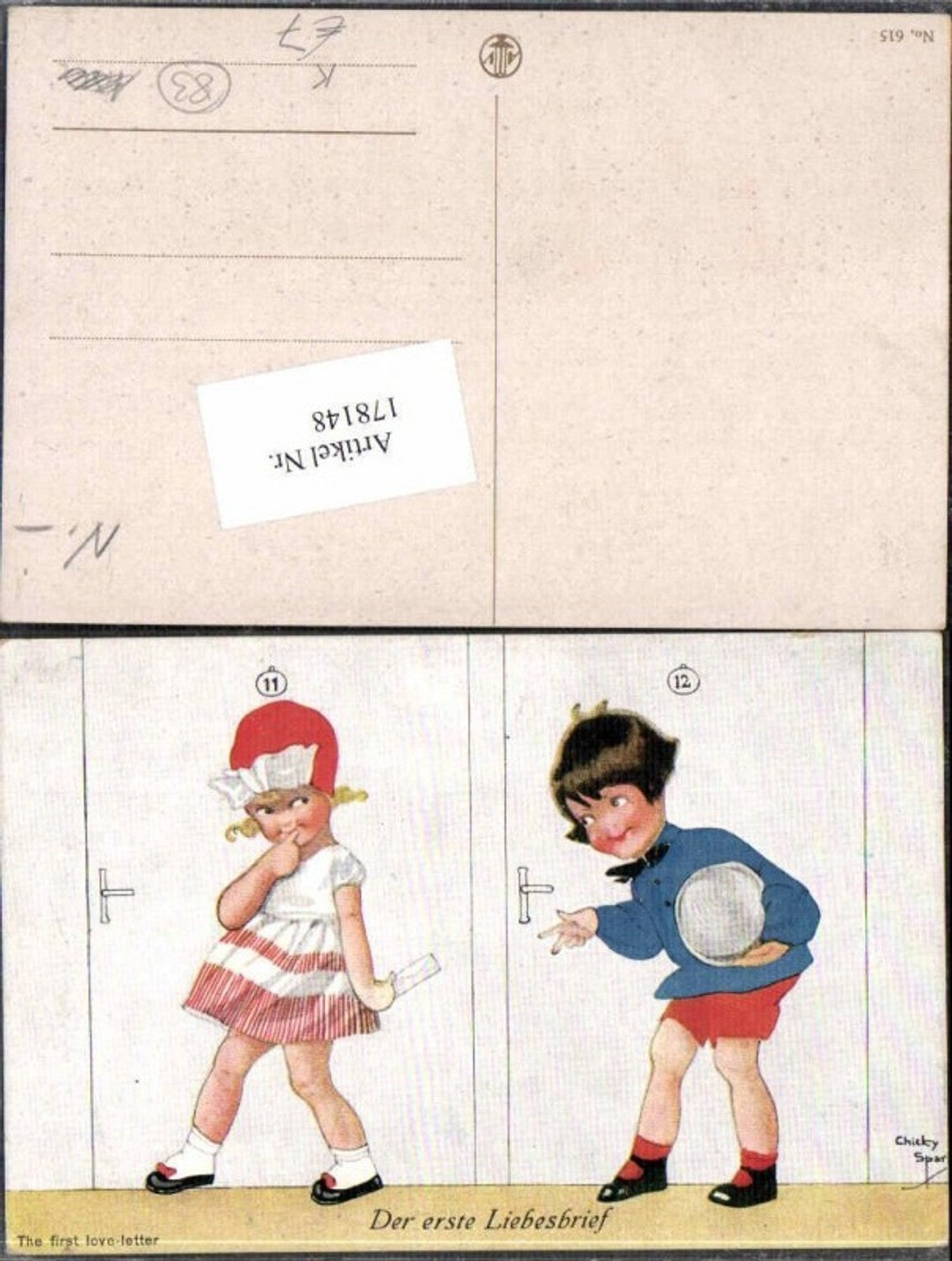 178148,Künstler AK Chicky Spark Süsse Kinder der erste Liebesbrief Mädchen