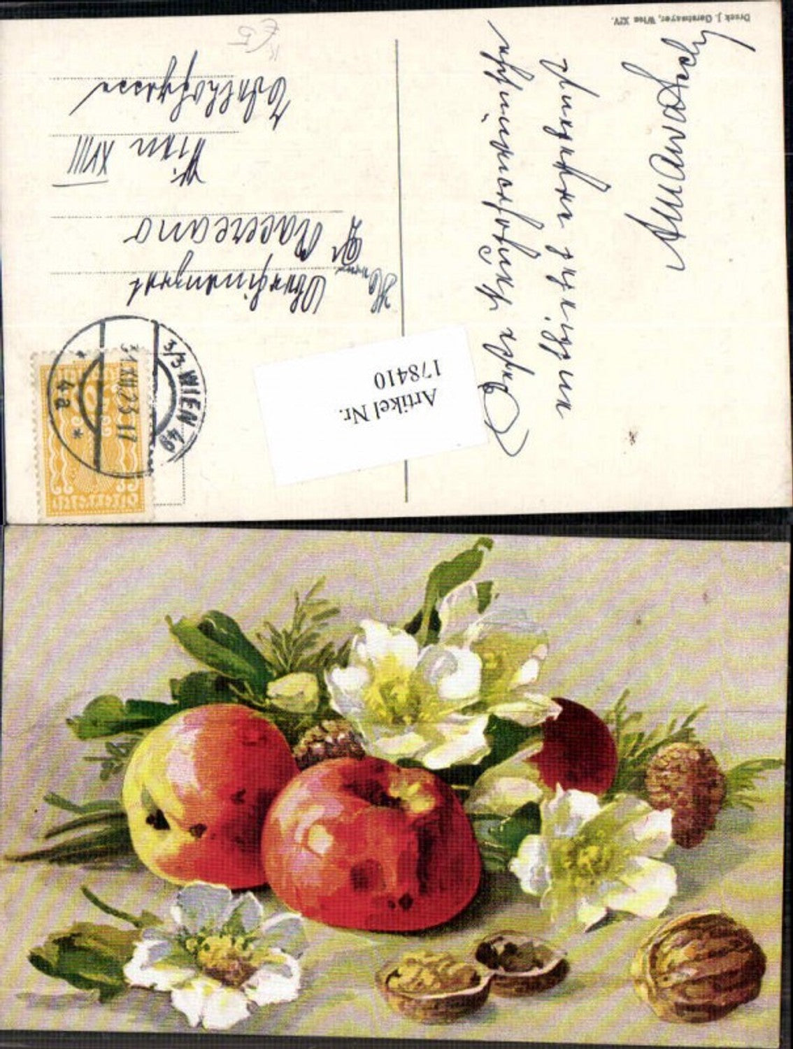 178410,Künstler AK Catharina Klein Stil Stillleben Apfel Obst Nüsse Nuss Äpfel