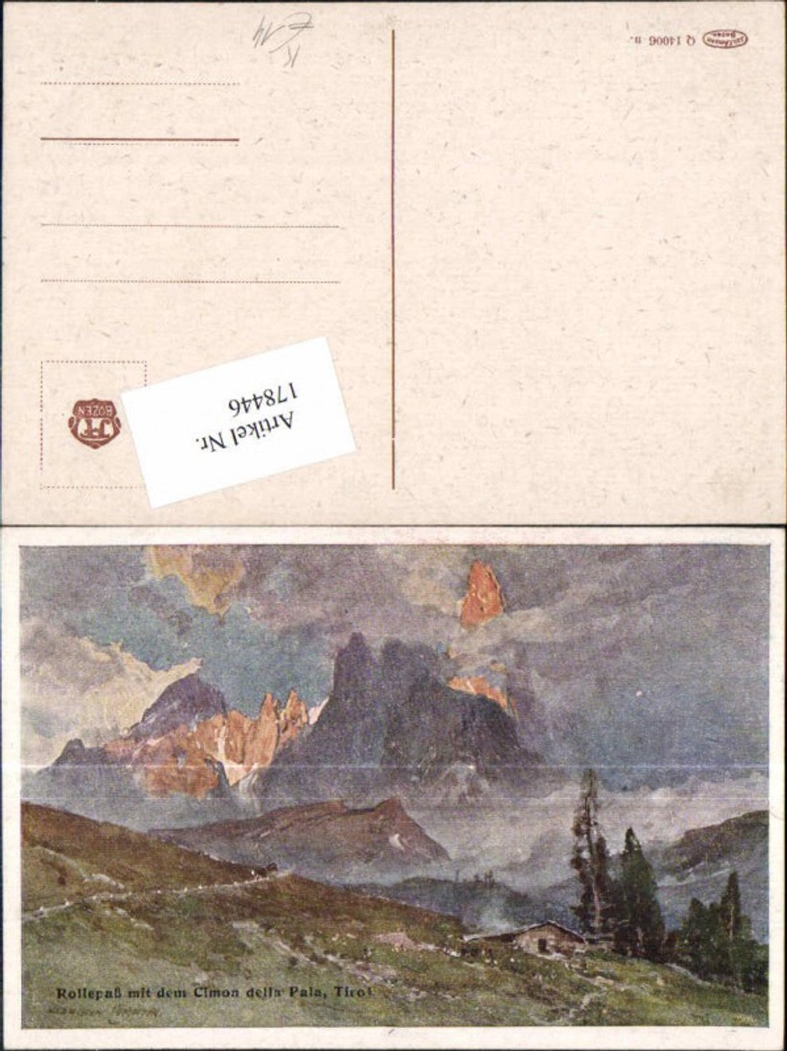 178446,Künstler AK E.H. Compton Rollepaß m. Cimon Pala Trentino Dolomiten