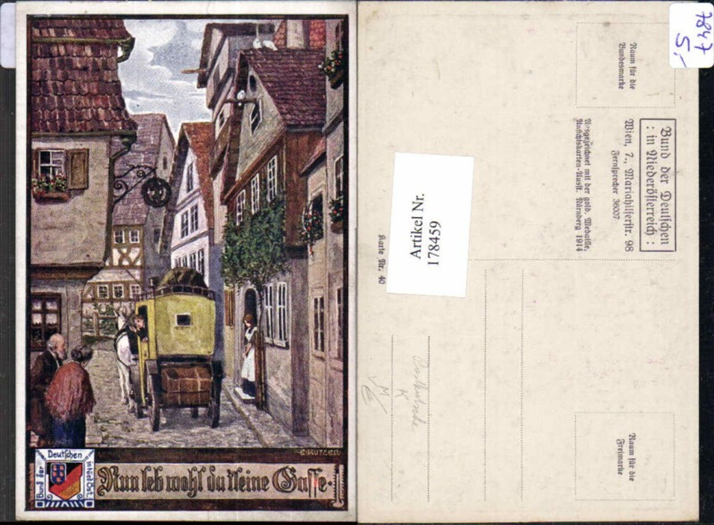 178459,Künstler AK Ernst Kutzer Bund deutschen Niederösterreich 40 Postkutsche Kutsche