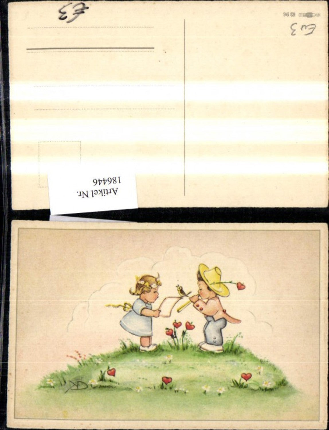 186446,Kind Kinder b. Singen u. Flöte spielen Vogel Wiese