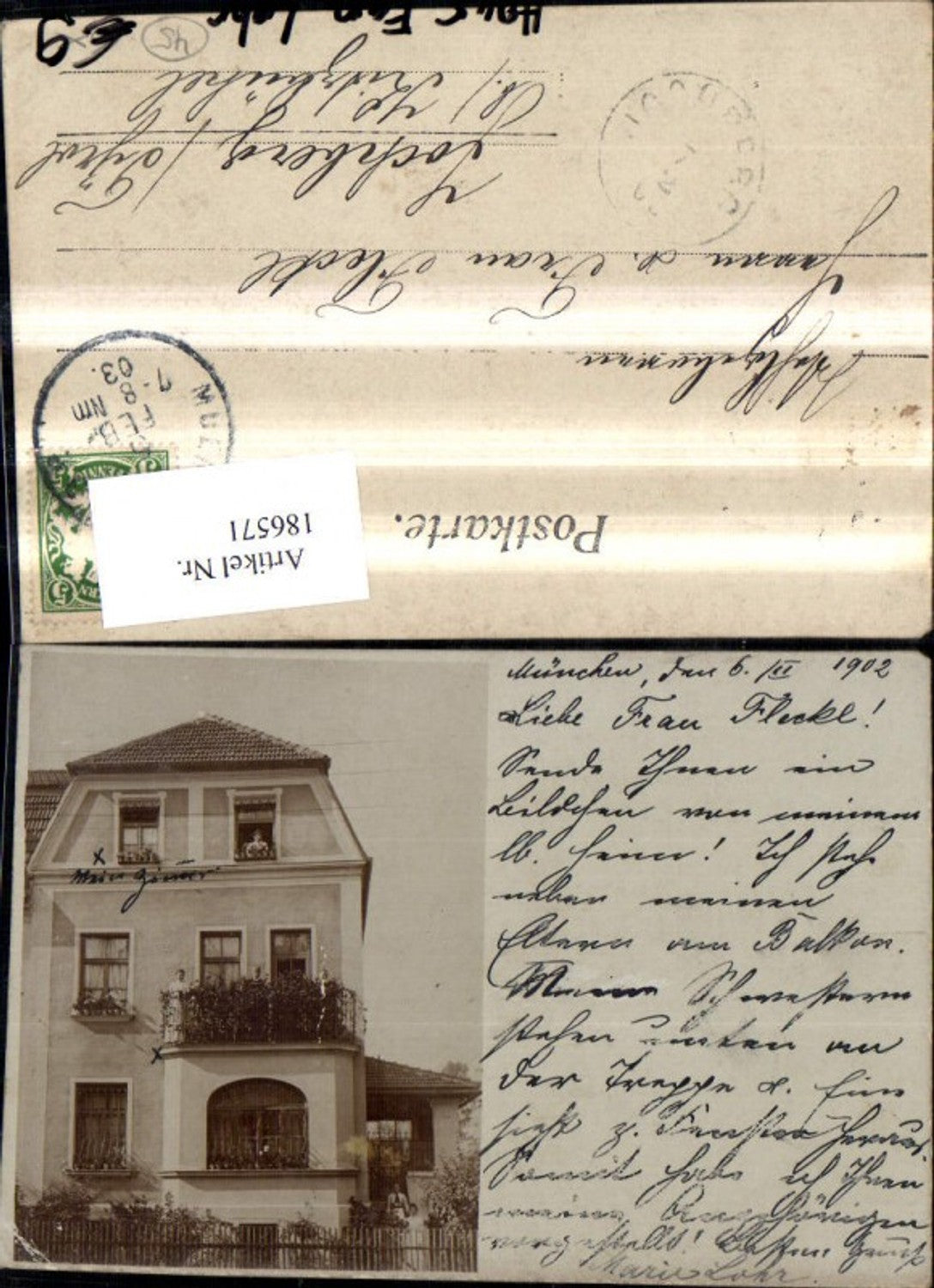 186571,München Foto Ak Haus Fam. Lohr