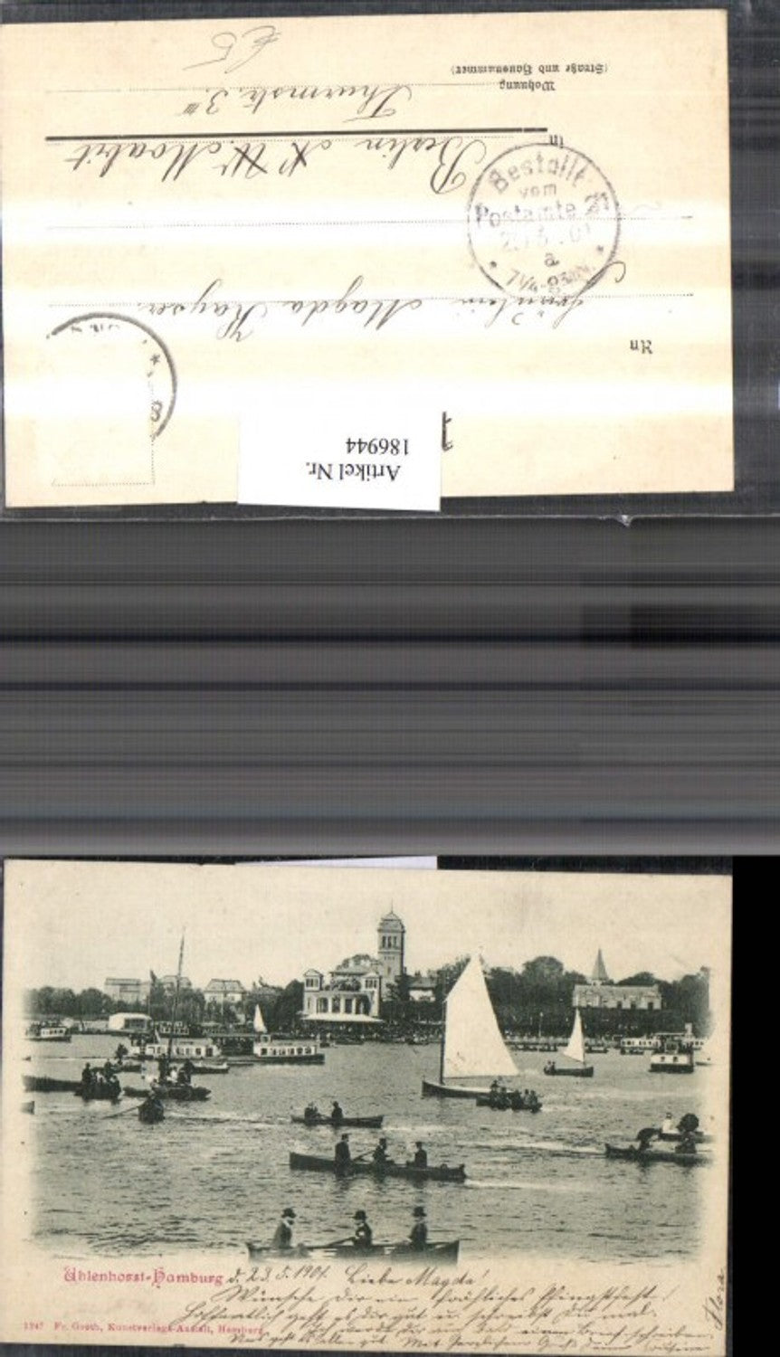 186944, Hamburg Uhlenhorst, view of the town, boats, ships, sailing ships