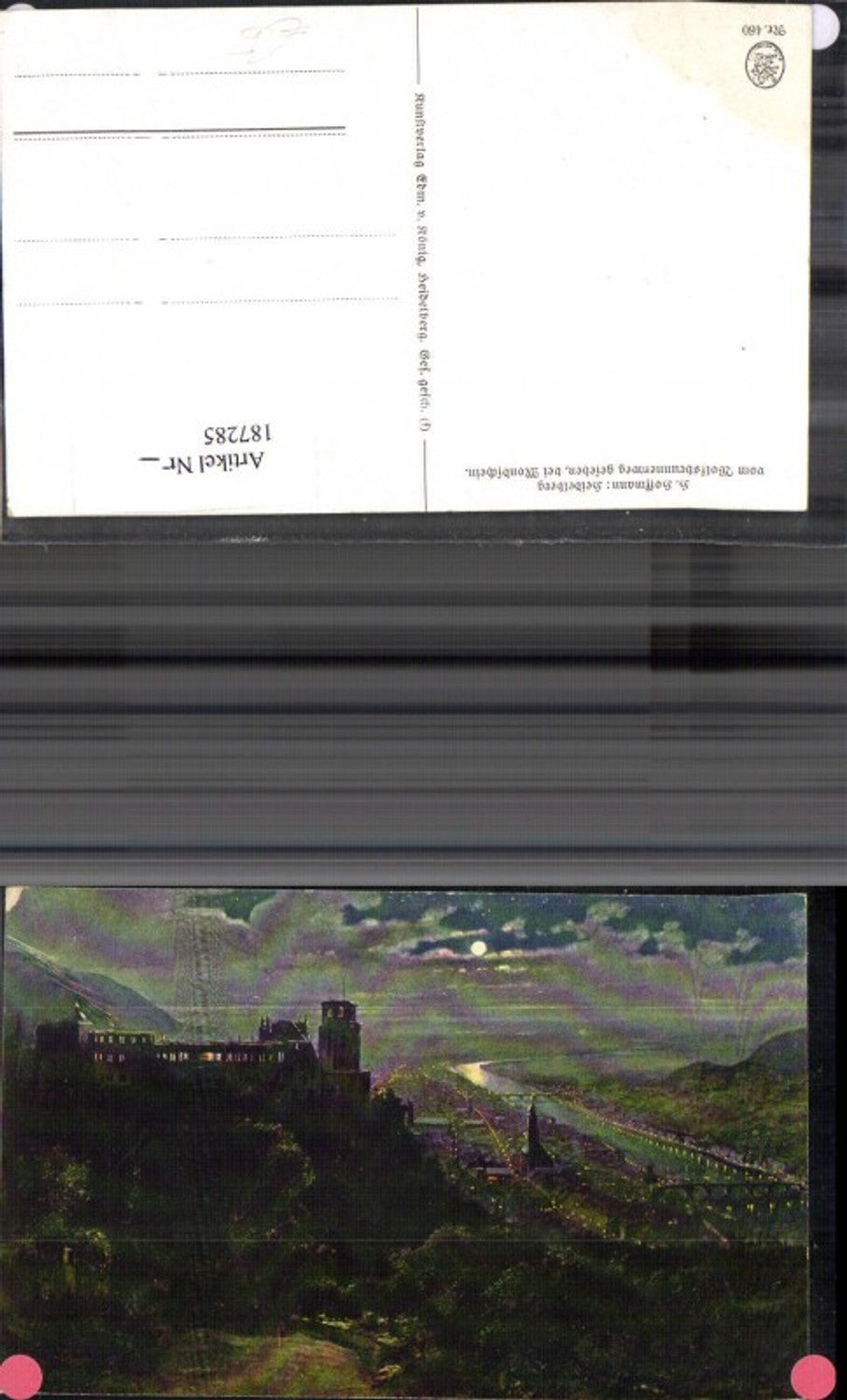 187285,Künstler Ak Heinrich Hoffmann Heidelberg v. Wolfsbrunnenweg gesehen b. Mondschein
