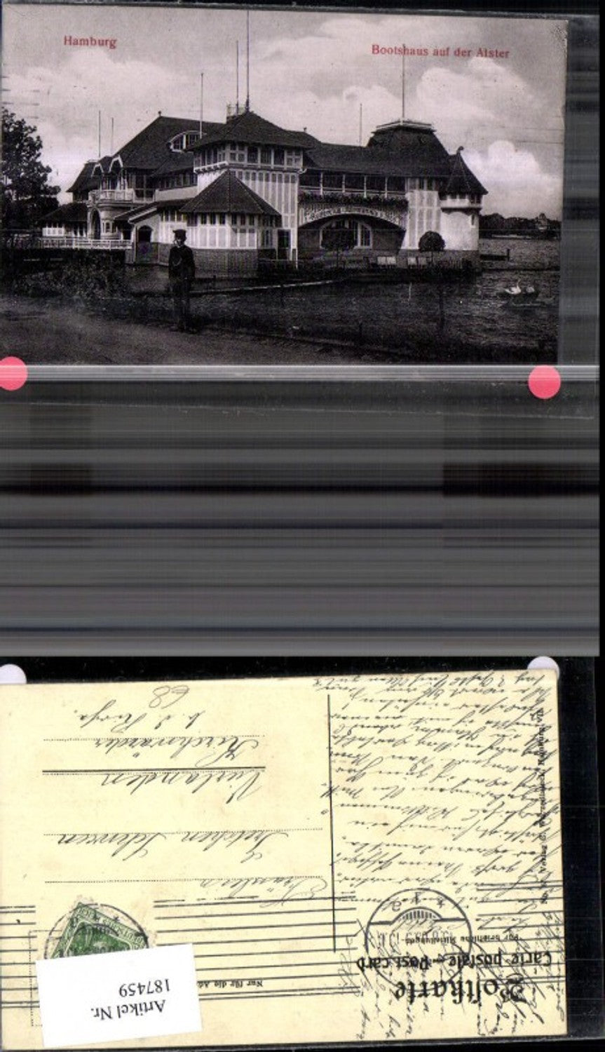 187459, Hamburg Boathouse on the Alster Rowing Club Allemania from 1866