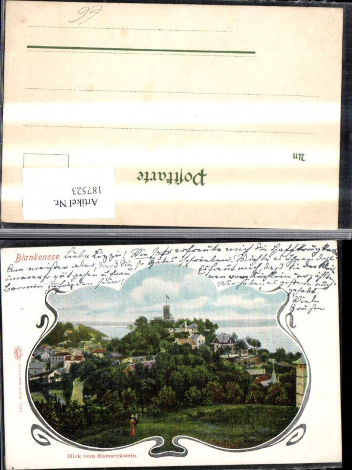 187523, Hamburg Blankenese Passepartout View of Bismarck Stone