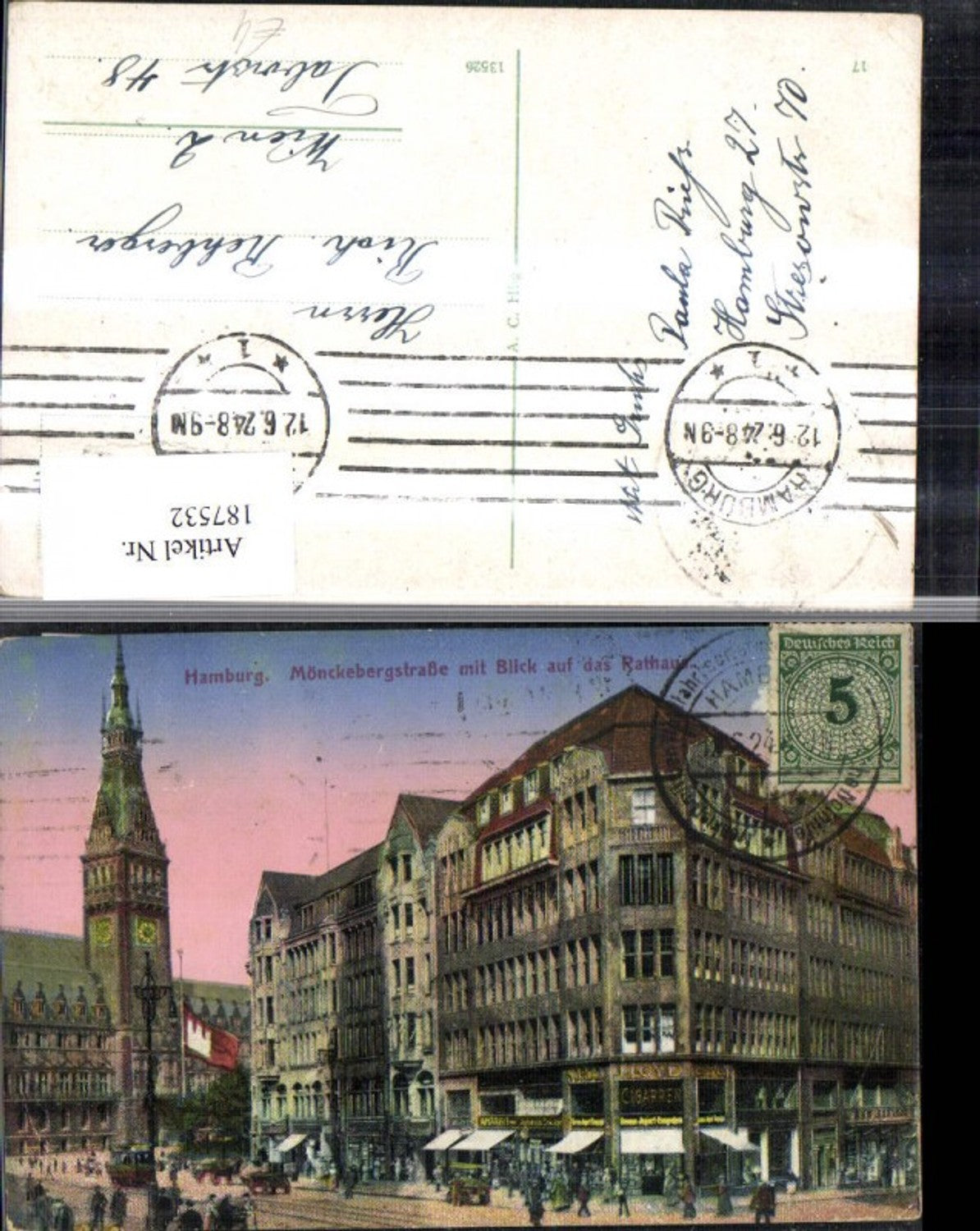 187532,Hamburg Mönckebergstraße m. Blick a. d. Rathaus