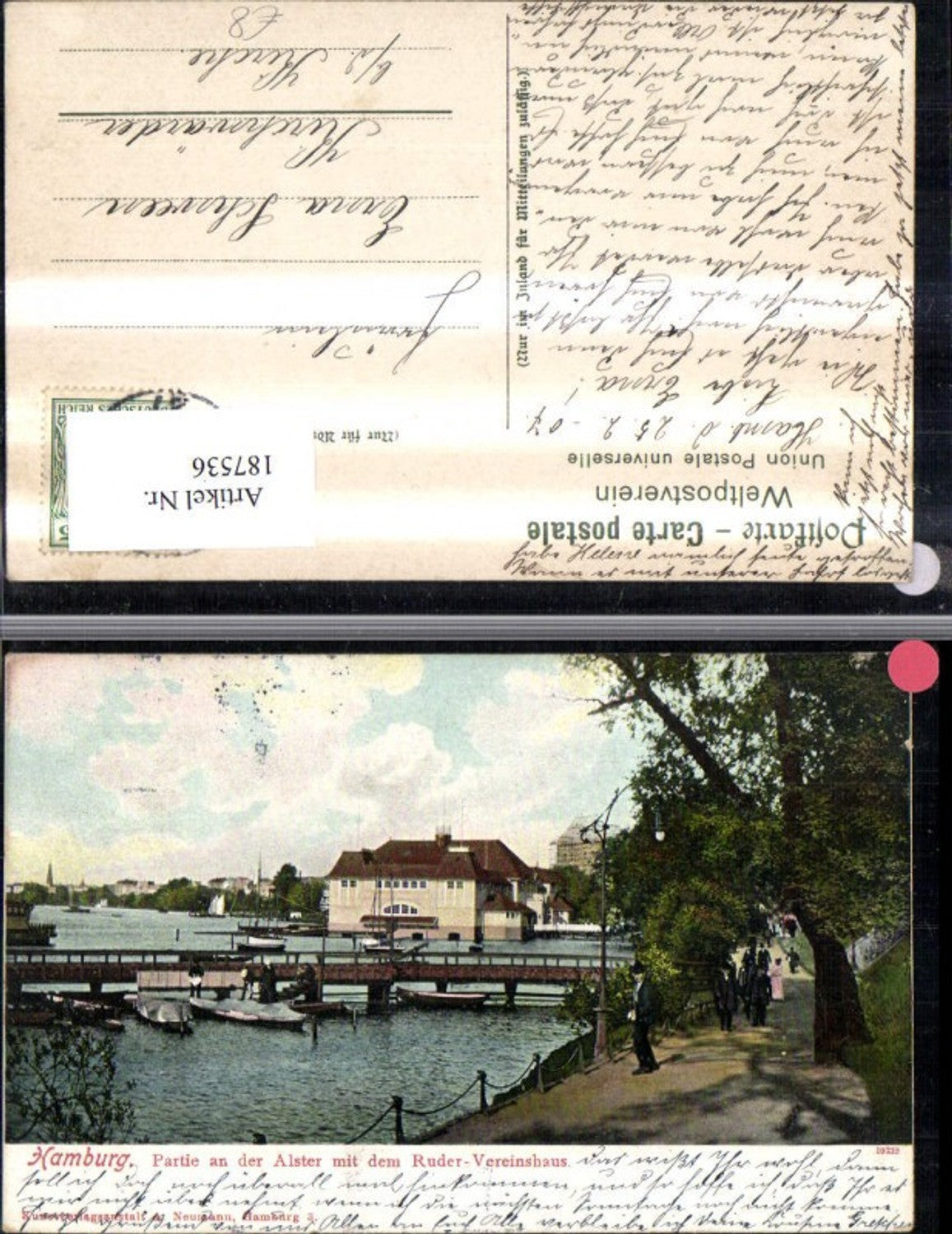 187536,Hamburg Partie a. d. Alster m. d. Ruder Vereinshaus