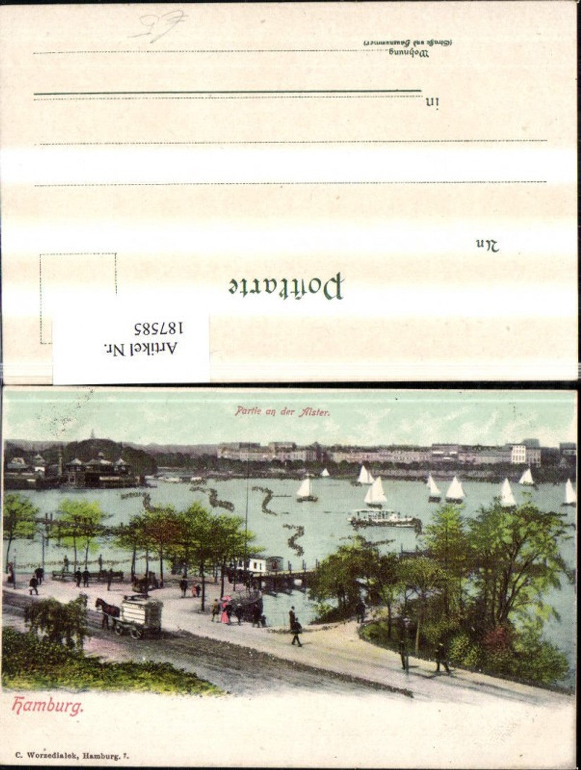 187585, Hamburg, view of the Alster lake, sailing ships, local view