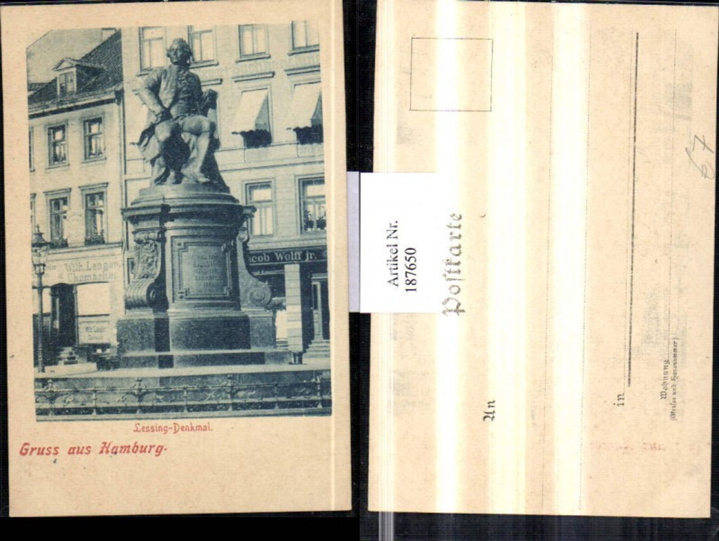 187650,Gruß aus Hamburg Lessing-Denkmal Denkmal