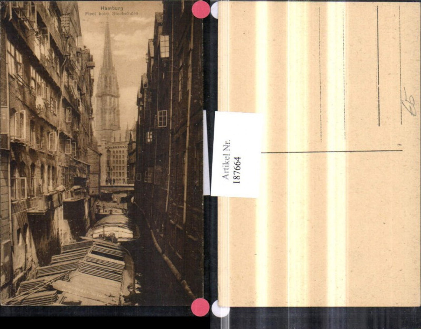 187664, Hamburg Fleet near Steckelhörn Boats Town view Church tower