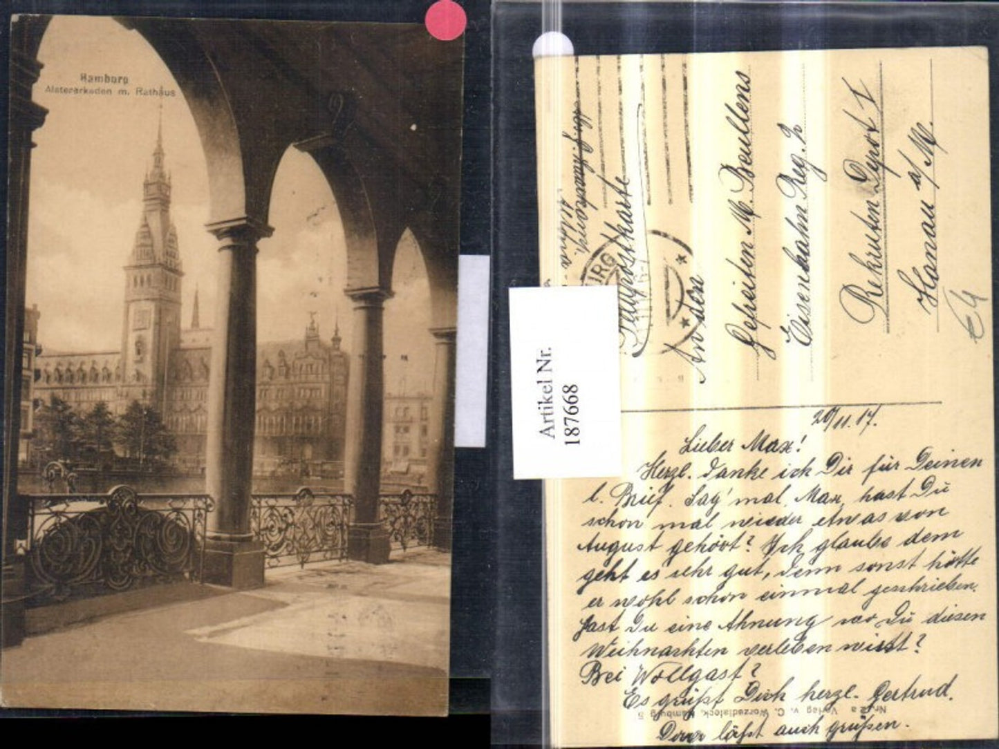 187668, Hamburg Alsterarkaden and Town Hall