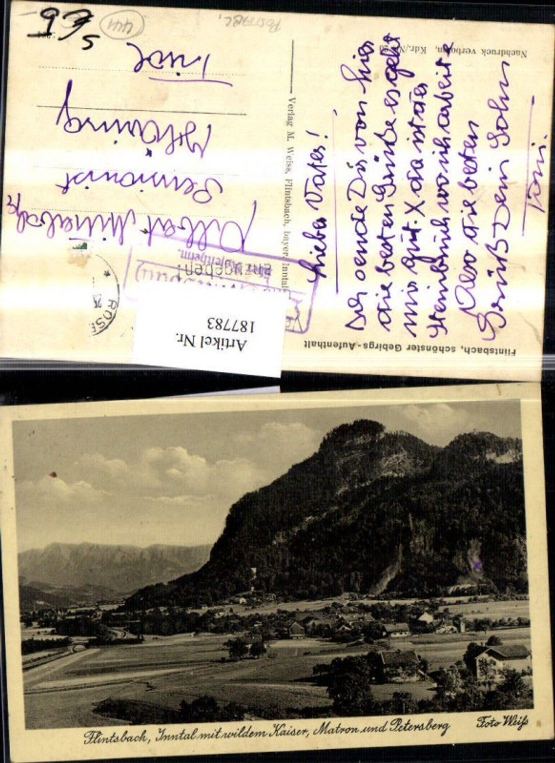 187783,Flintsbach Totale Inntal m. Wildem Kaiser Matron u. Petersberg Postablage Oberflintsbach Rosenheim