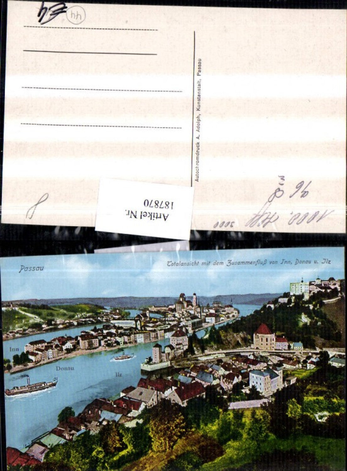 187870,Passau Totale m. d. Zusammenfluss v. Inn Donau u. Ilz