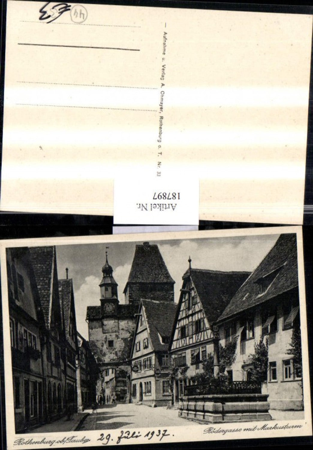 187897,Rothenburg ob Tauber Rödergasse m. Markusturm Straßenansicht