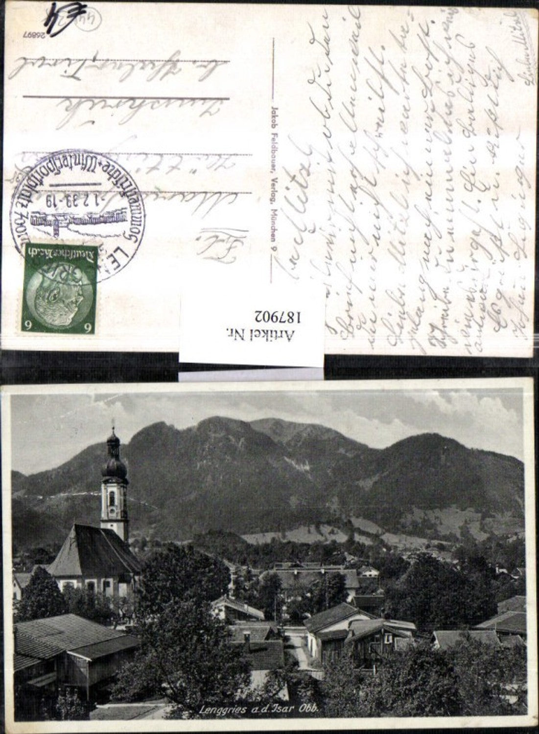 187902, Lenggries on the Isar River, partial view of a church in Upper Bavaria