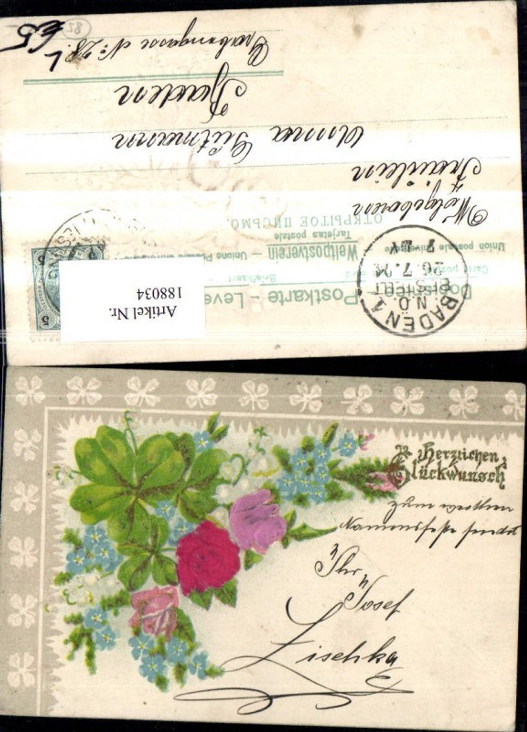 188034, Congratulations Embosser Lithograph Flowers Ivy Satin Silk Rose