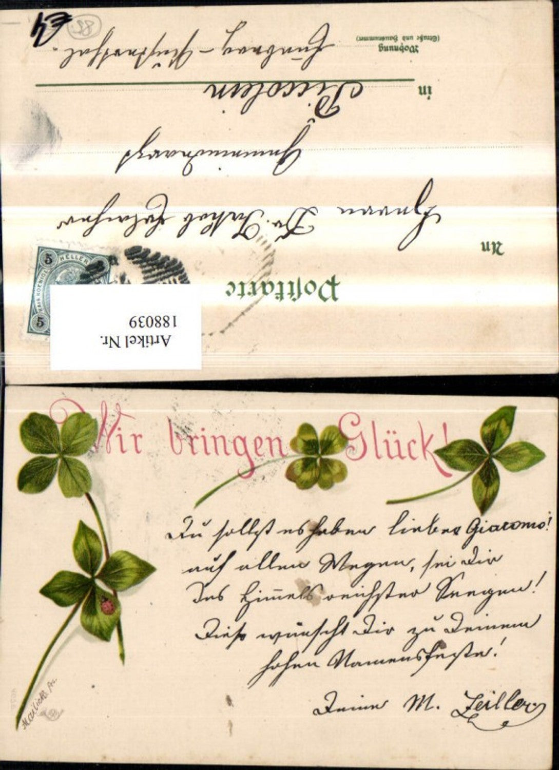 188039, Congratulations! We bring luck! Clover, shamrock