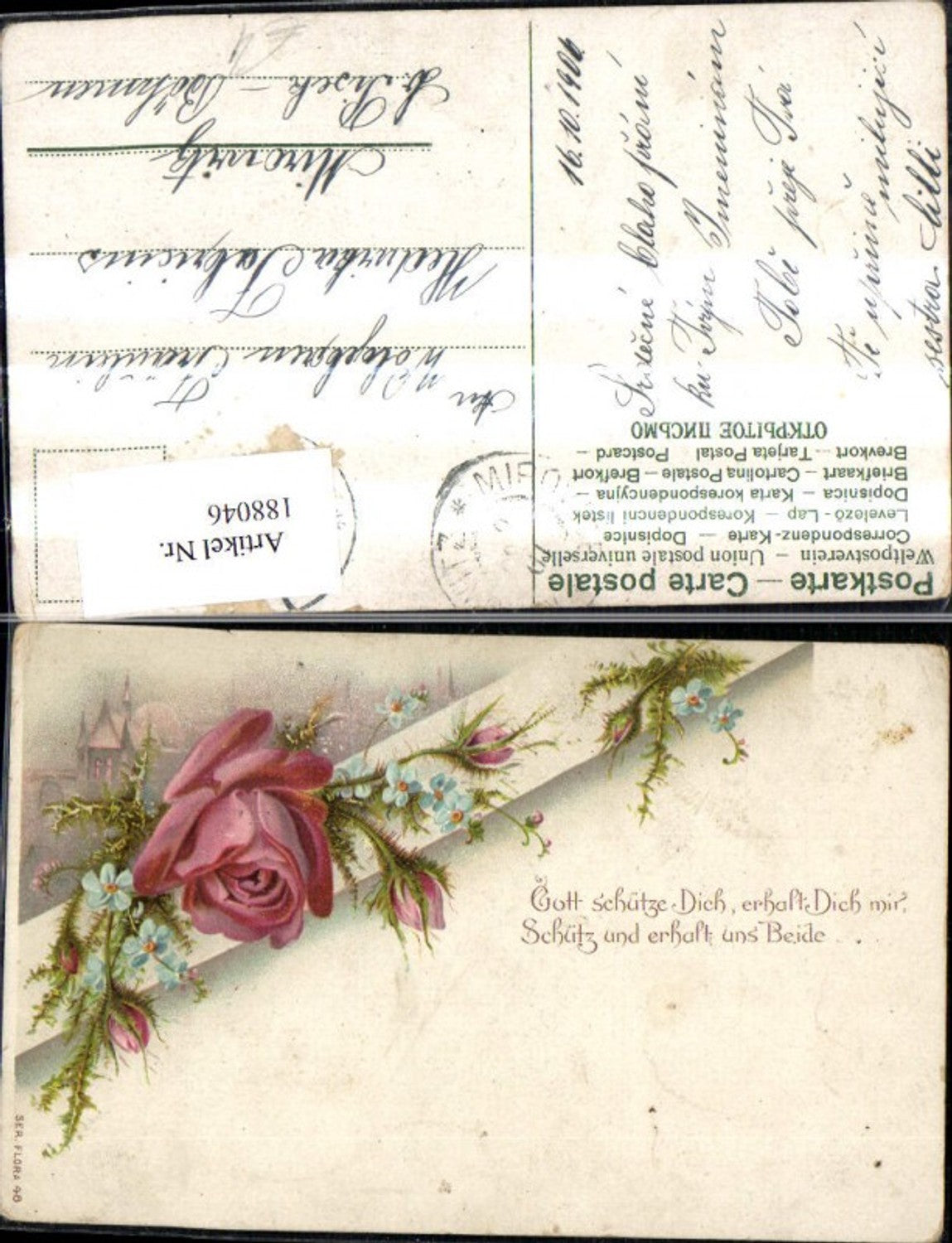 188046, Congratulations Castle Saying Flowers Vine Rose