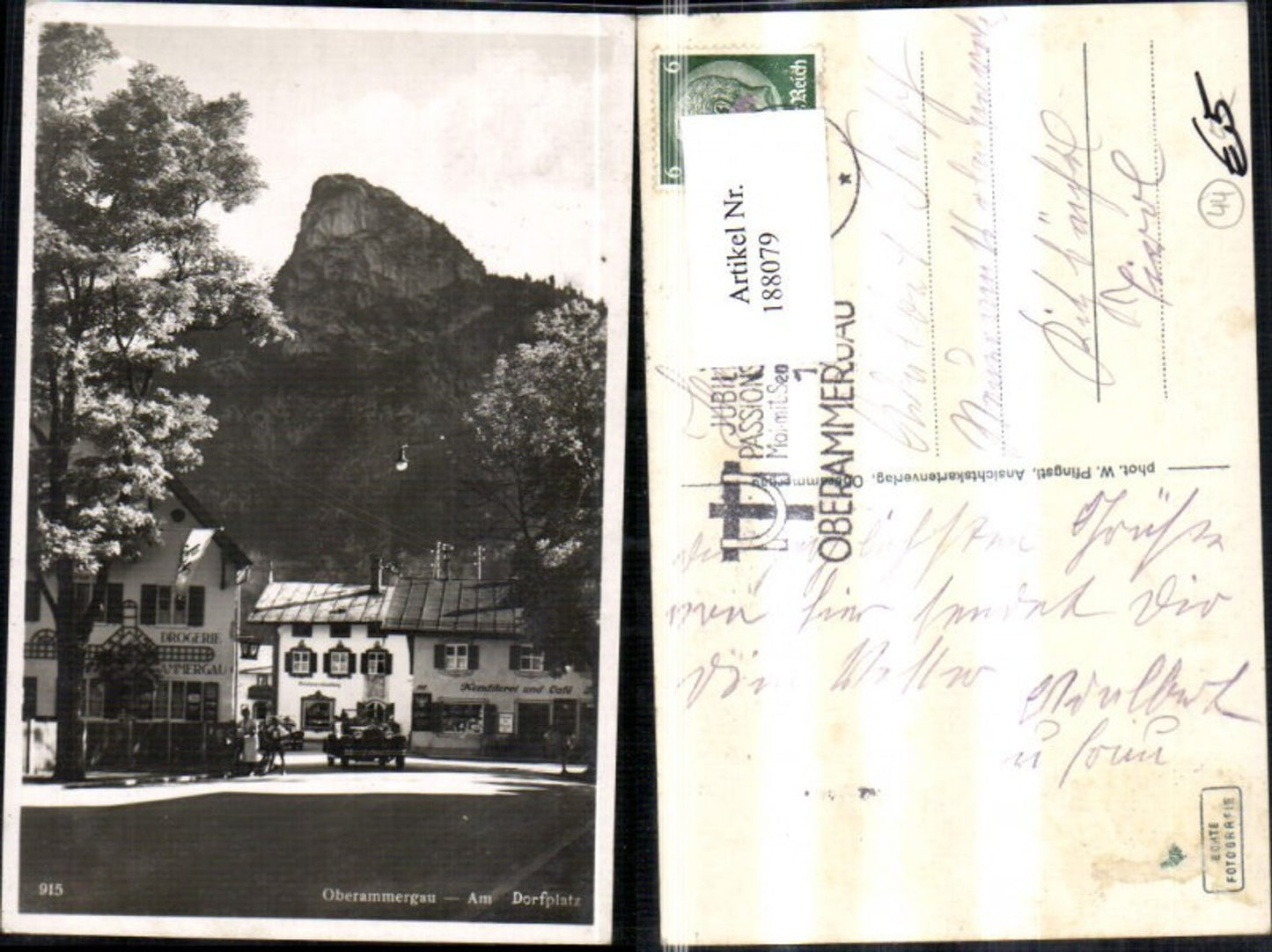 188079,Foto Ak Oberammergau Am Dorfplatz Automobil Drogerie
