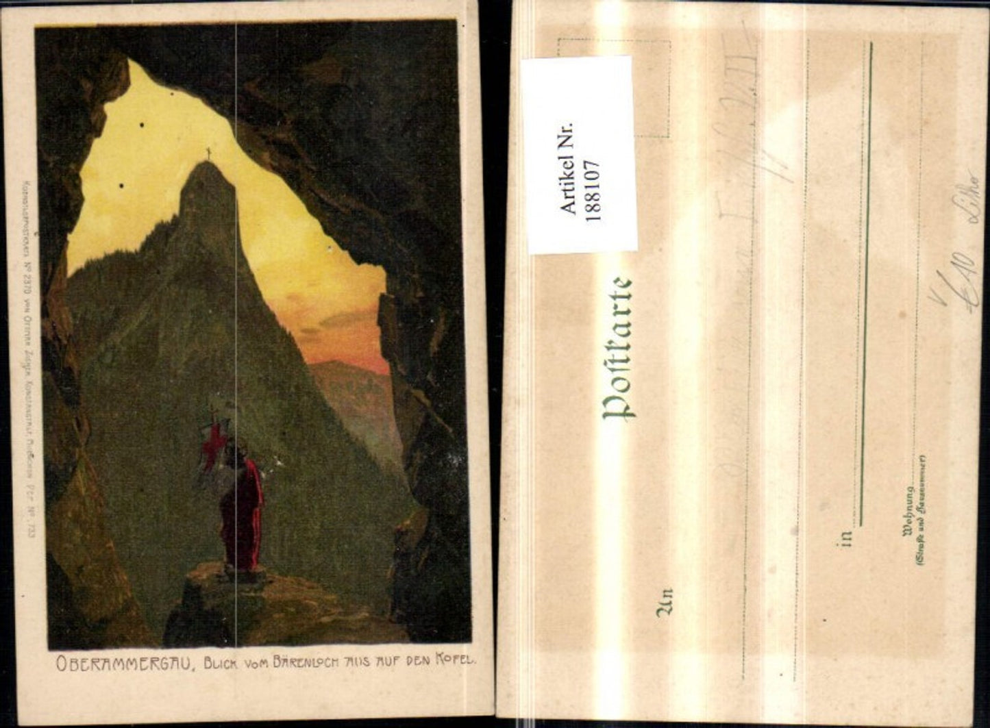 188107,Oberammergau Litho Blick v. Bärenloch a. a. d. Kofel pub Ottmar Zieher 2370