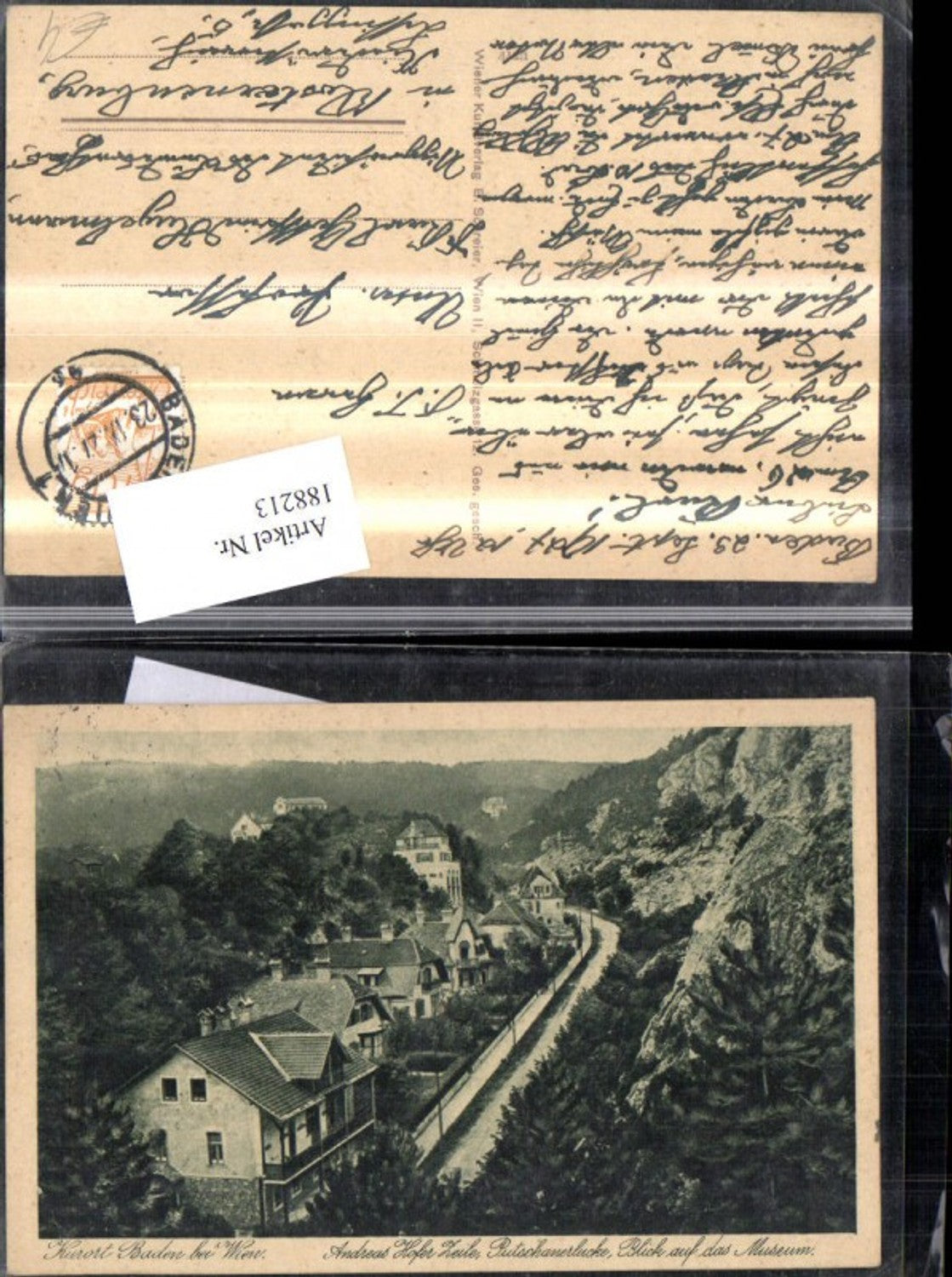 188213,Baden b. Wien Andreas Hofer Zeile Putschanerlucke Blick a. d. Museum