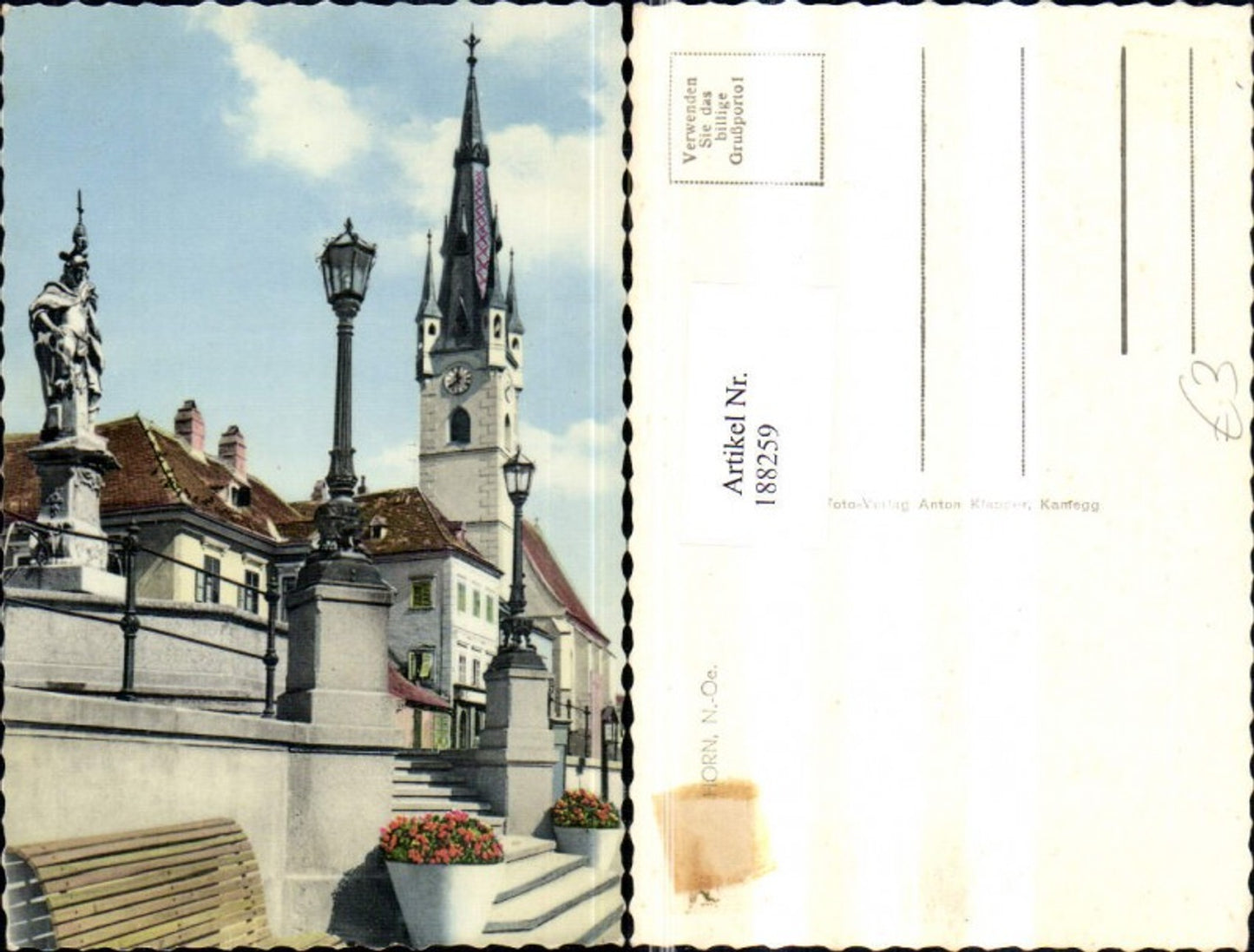 188259,Horn Foto Ak Ansicht m. Kirche