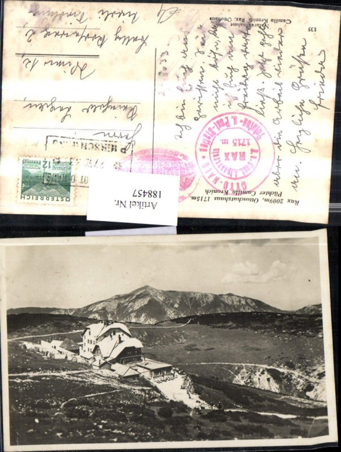 188457,Rax Ottoschutzhaus Pächter Camillo Kronich b. Reichenau