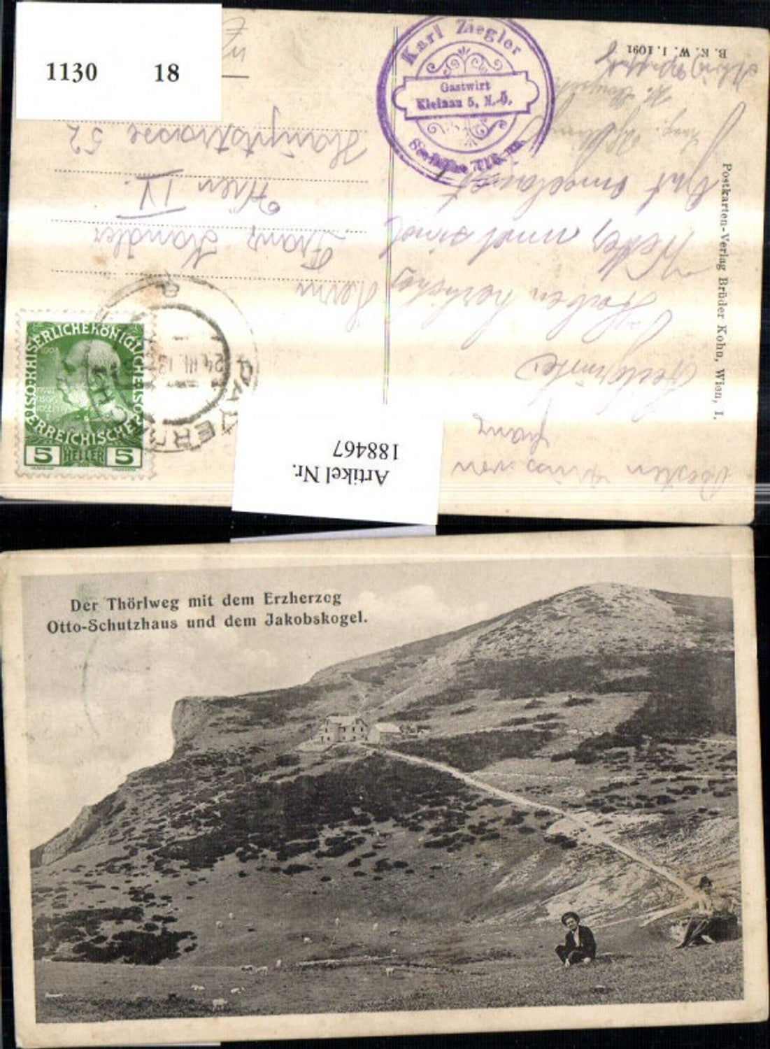 188467,Der Thörlweg m. d. Erzherzog Otto-Schutzhaus u. d. Jakobskogel b. Reichenau