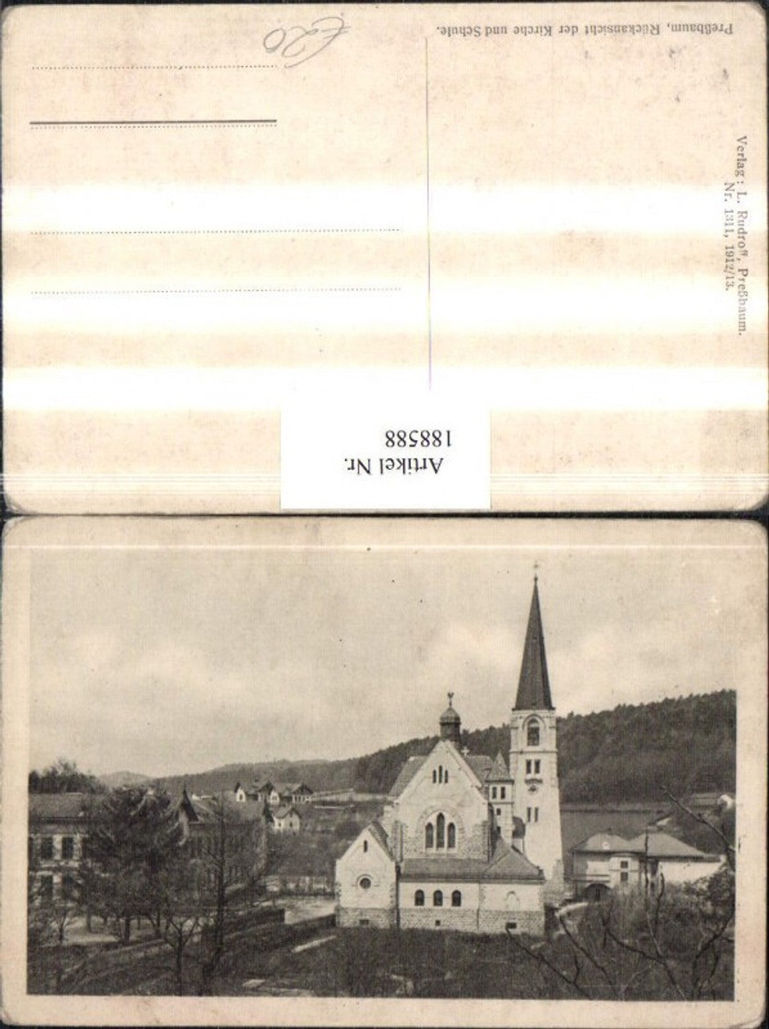 188588,Pressbaum Rückansicht d. Kirche u. Schule