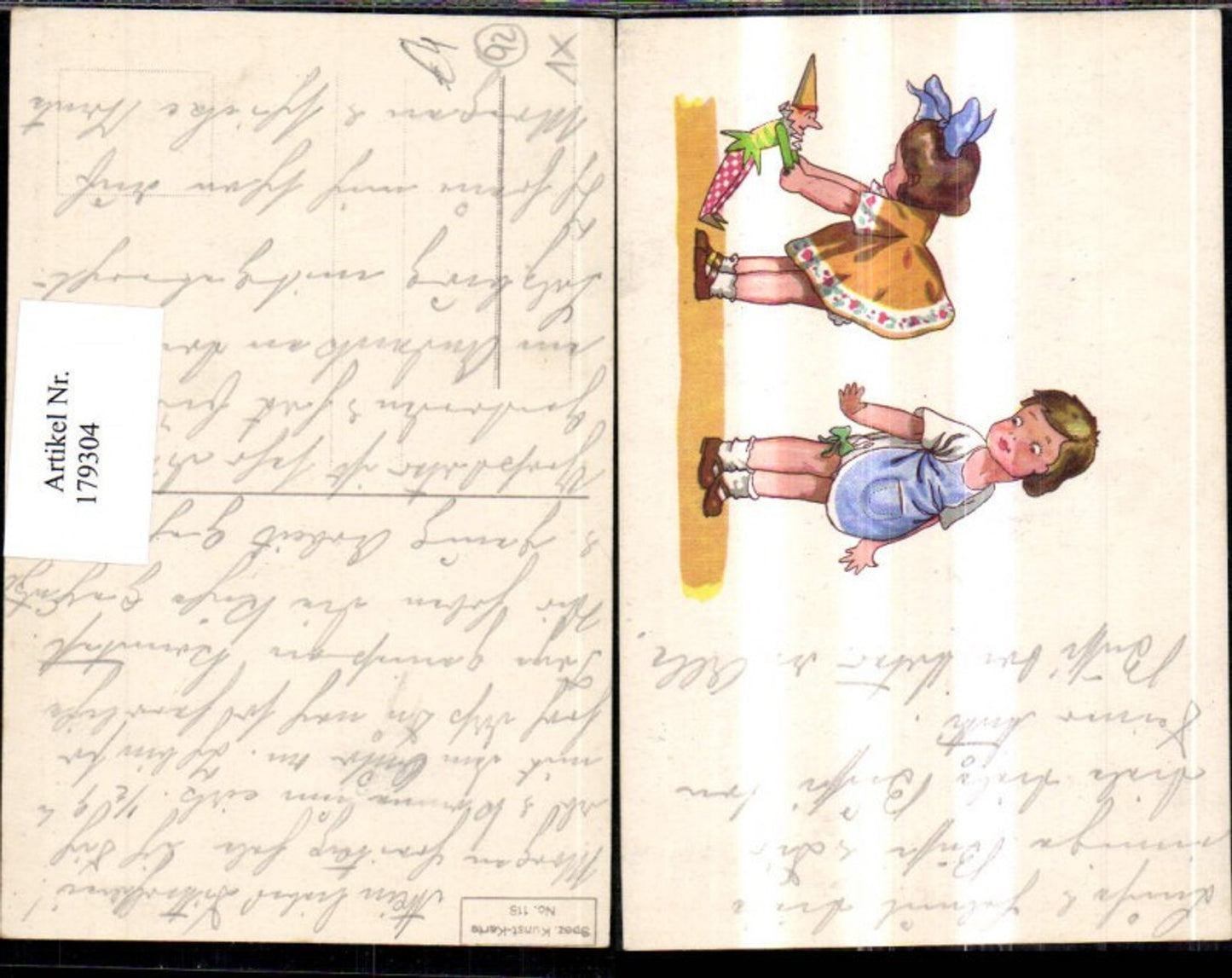 179304,Kinder Mädchen m. Puppe Kasperl