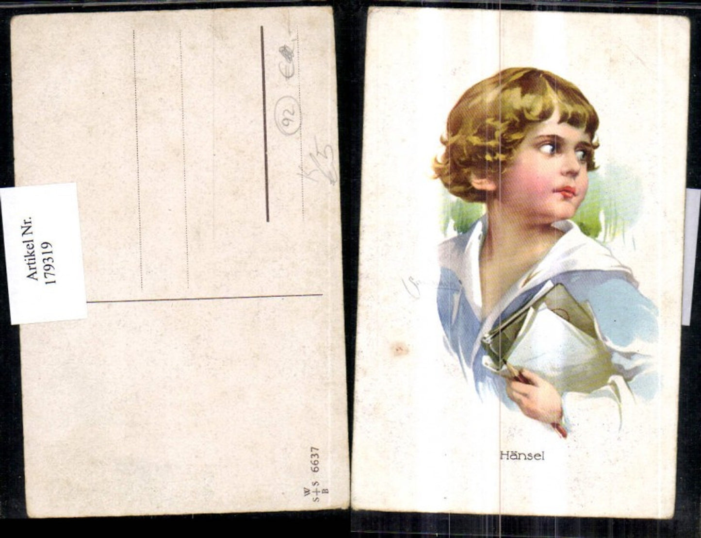 179319,Künstler Ak Schilbach Kinder Jung Bub Hänsel m. Bücher Bleistift