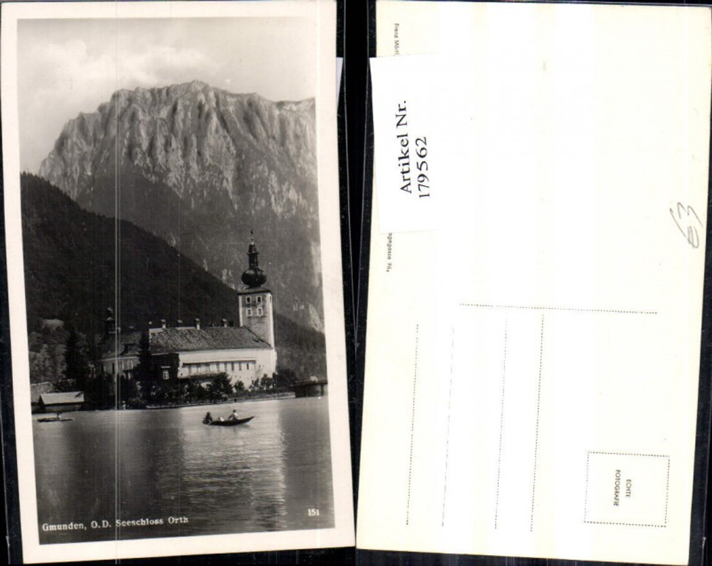 179562,Gmunden m. Schloss Ort Ruderboot Boot Seeschloss Foto Ak