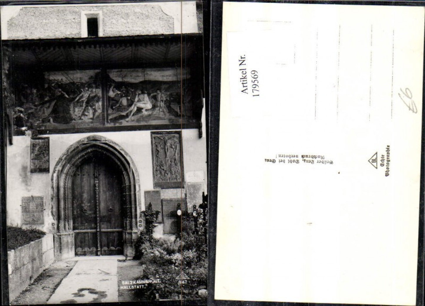 179569,Hallstatt Salzkammergut Eingang Kirche Tür Foto Ak