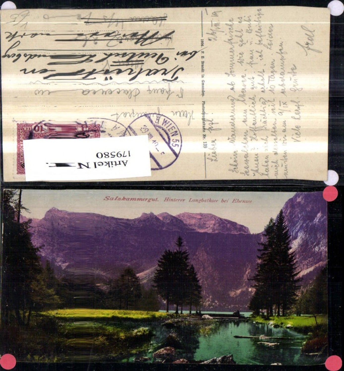 179580,Salzkammergut Hinterer Langbathsee b. Ebensee pub F. E. Brandt 139