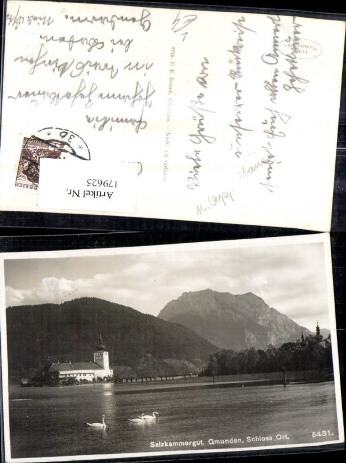 179625,Salzkammergut Gmunden Schloss Orth Schwäne pub Brandt 5431