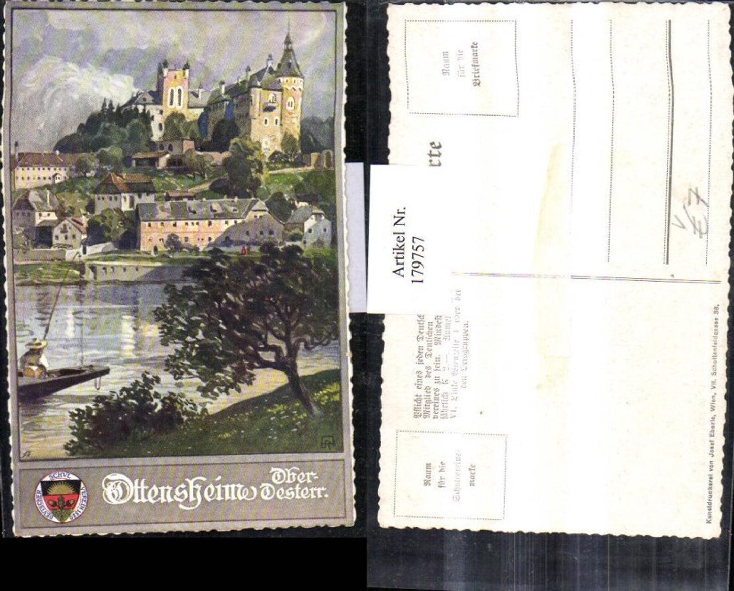 179757,Künstler AK Ottensheim Totale Schloss pub Josef Eberle