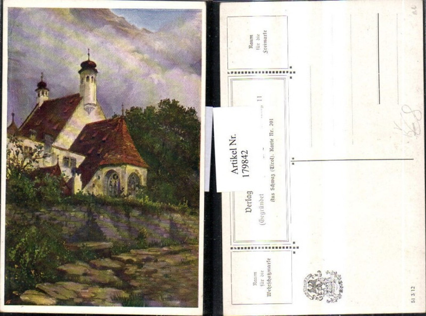 179842,Verein Südmark 201 W. Reichelt Aus Schwaz Tirol Kirche