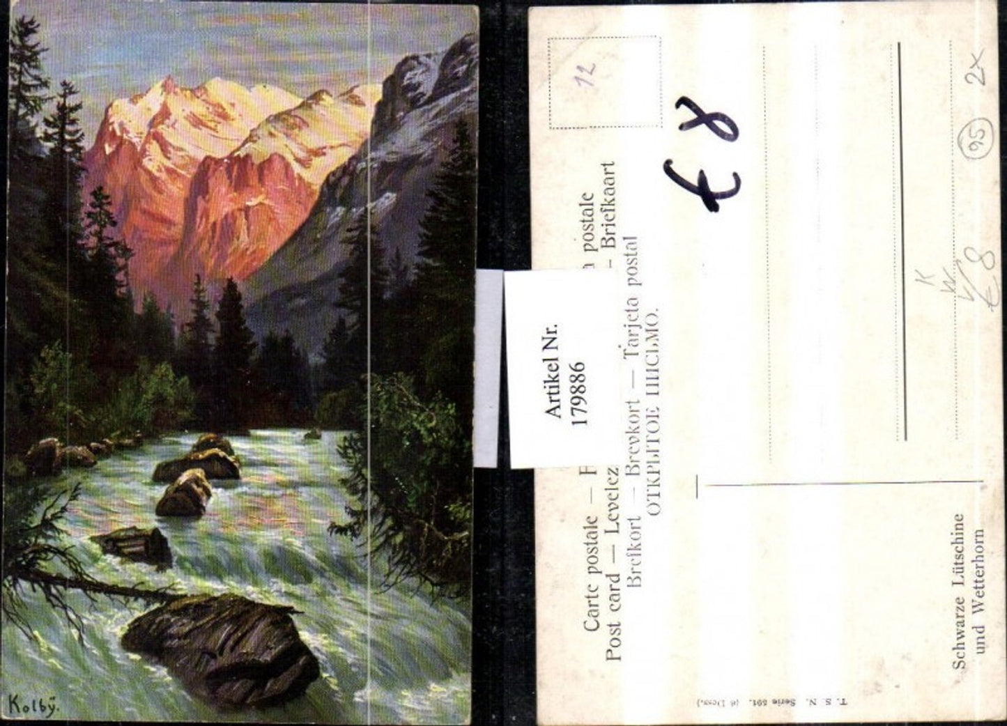 179886,Theo Stroefer Verlag 591 Kolby Schwarze Lütschine und Wetterhorn Schweiz