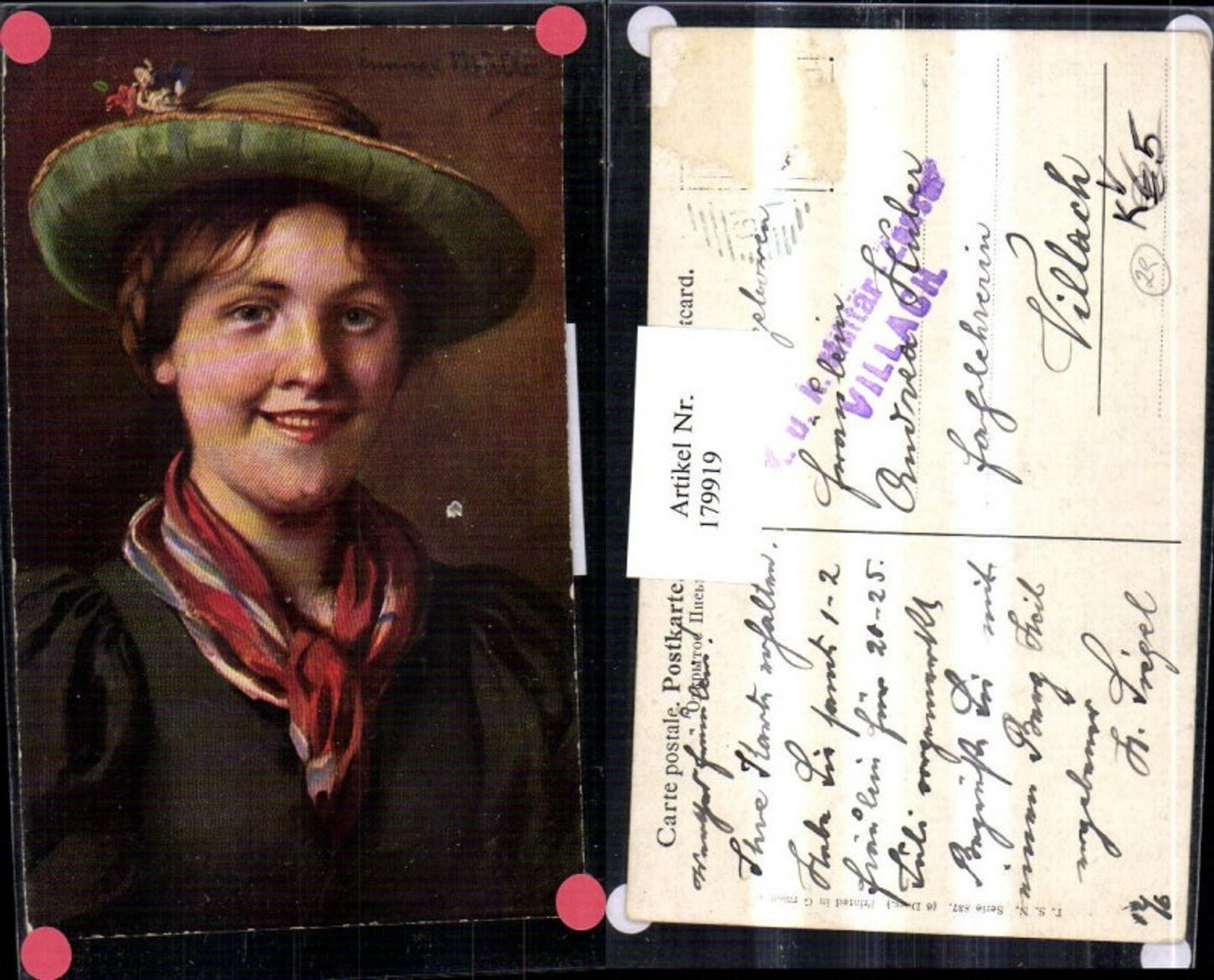 179919,Theo Stroefer Verlag 837 Emma von Müller Frau m. Hut Tuch Portrait